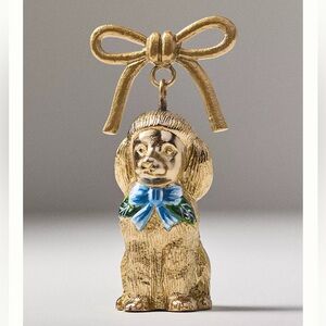 Anthropologie Gold Brass Dog Candle Snuffer